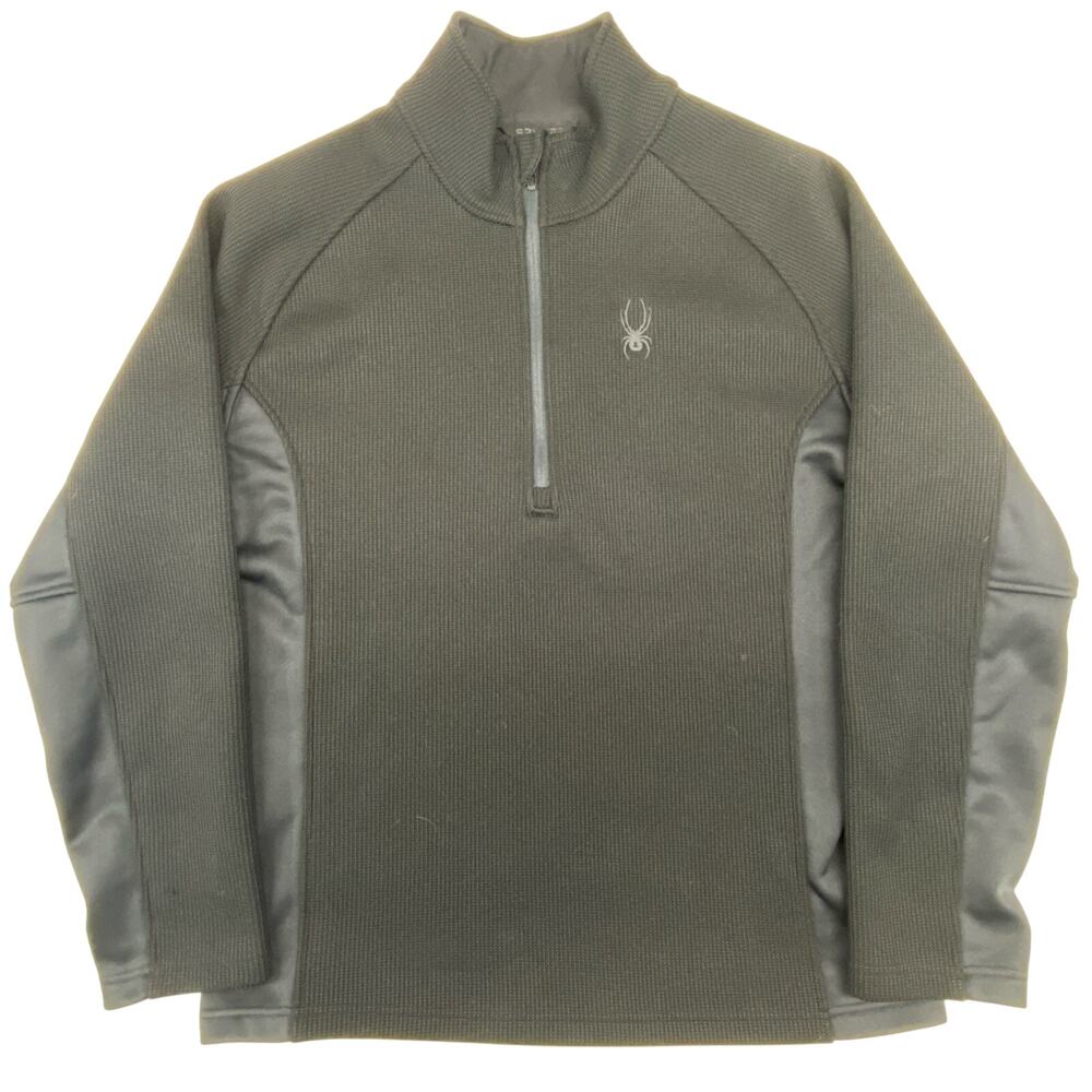 Spyder Pullover Mens Large Black Quarter Zip Waffle Fleece